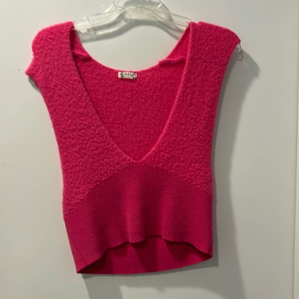 EUC Free People Sweater Vest Hot Pink Reversible